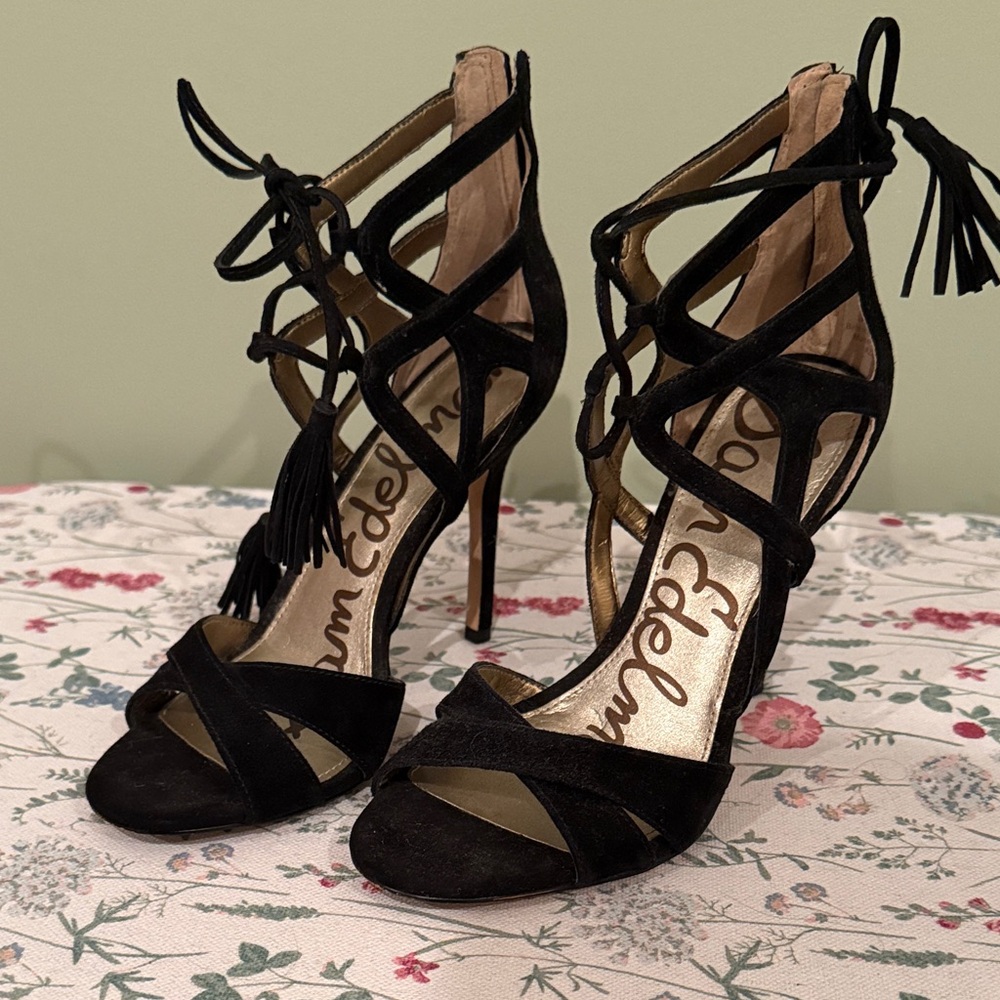 Sam Edelman Black Lace-Up Heels